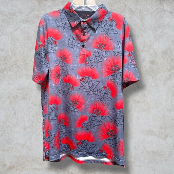 Oahu Golf Apparel Men's Polo Ohia Lehua Medium - Picture 1 of 7